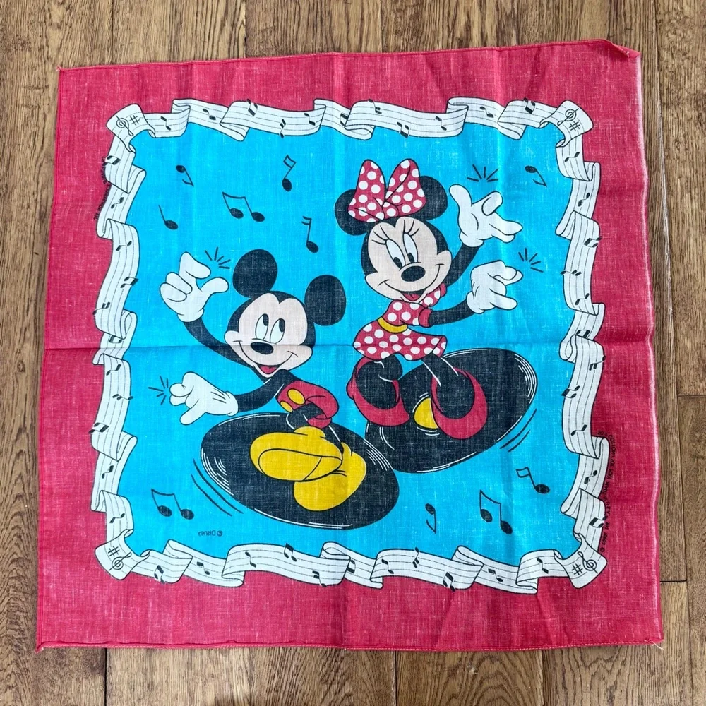 NWOT Vintage Disney Mickey and Minnie Musical Bandana - Red and Blue